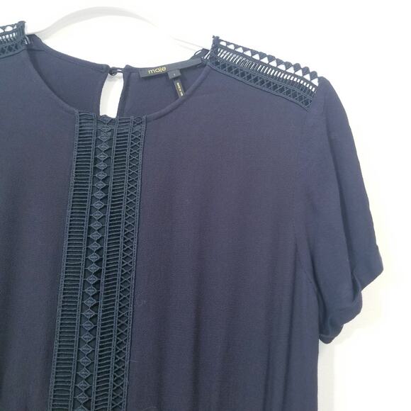 Maje Reia Nuit Sheer Lace Fringe Mini Dress Dark Blue - Picture 9 of 13
